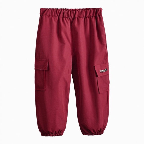 WUANDIXFA Sweatpants for Kids Toddler Hiking Joggers Pants 0-8 Years Outdoor Baby Boys Girls Sweatpants,Brick Red,3-4 Years