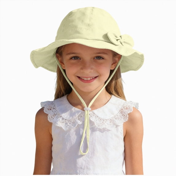 WUANDIXFA Swim Hat Toddler 2T 3T 4T 5T Outdoor Kids Sun Hat UPF 50+ Foldable Bucket Hat Lightweight Adjustable Fishing Hat for Girls Boys,Yellow,2-5 Years