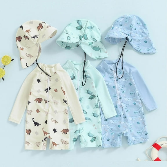 WUANDIXFA Swimsuits For Teens Boys Swimsuit Long Sleeve Zipper Swimsuit Sun Protective Clothing Bathing Swimwear Beachwear White, 3-6 Months