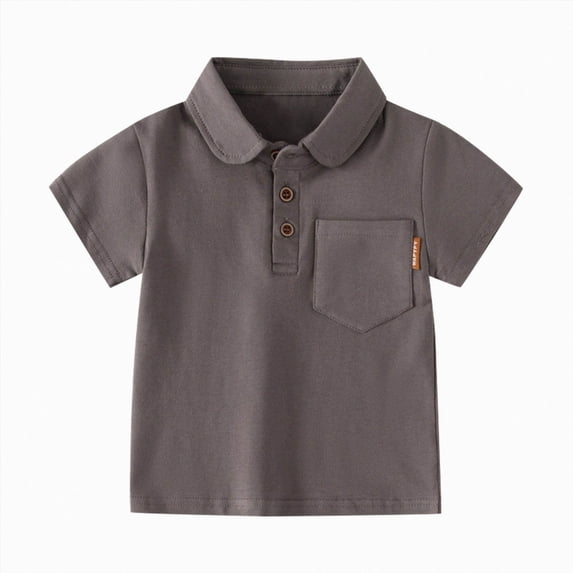 WUANDIXFA T Shirts for Toddler Boys 1T 2T 3T 4T 5T 6T Baby Toddler Boys Solid Short-Sleeve Tee Shirts Infant Cotton T-Shirt for Toddlers,Coffee,18-24 Months