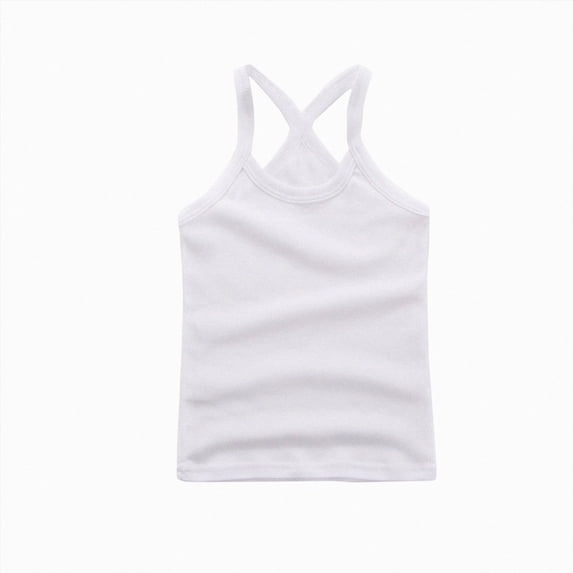 WUANDIXFA Tank Tops for Girls 1-12 Years Girls Tank Tops Sleeveless Undershirt Camisole Cute Shirts Summer Casual Undershirt for Kids,White,12-18 Months