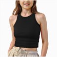 thumbnail image 1 of WUANDIXFA Tank Tops for Teens 9-14 Years Girls Tank Tops Kids Athletic Ribbed Knit Sleeveless Crop Tops Basic Camisole,Black,11-12 Years, 1 of 4
