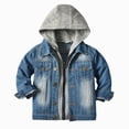 thumbnail image 1 of WUANDIXFA Girl's Jean Jacket Button Front Collared Denim Jackets Long Sleeve Pocket Spring Fall Outfit,Grey,3-6 Months, 1 of 9
