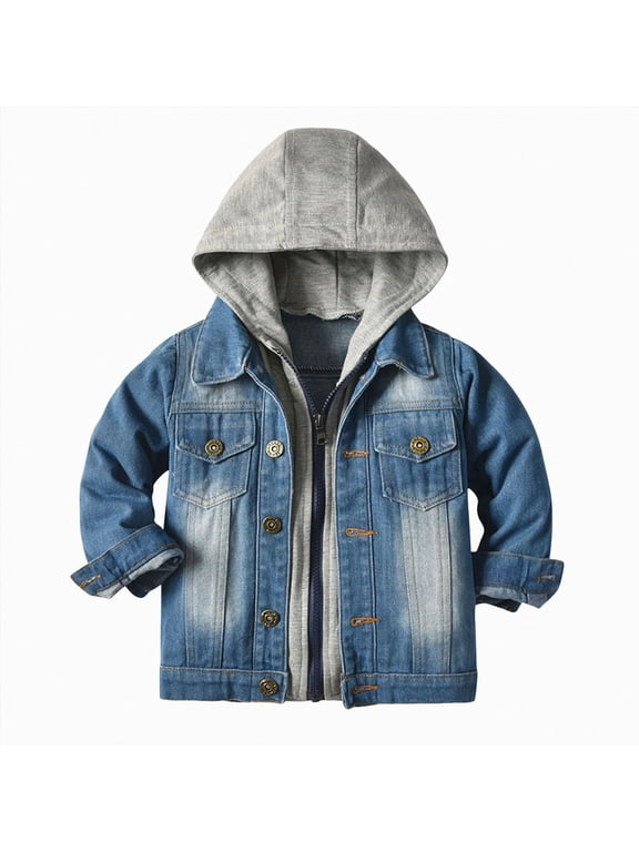 Girl's Jean Jacket Button Front Collared Denim Jackets Long Sleeve Pocket Spring Fall Outfit,Grey,3-6 Months