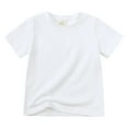 thumbnail image 1 of WUANDIXFA Toddler Baby Boy Girl Short Sleeve Crew Neck T Shirt Pullover Sweatshirt Summer Basic Tee Solid Casual Clothes (White, 3-4 Years), 1 of 8
