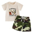 thumbnail image 1 of WUANDIXFA Toddler Baby Boy Summer Camo Clothes Hunting Outfits Short Sleeve Shirt Shorts Set 3 6 12 18 Months 2T 3T (Khaki, 2-3 Years), 1 of 9