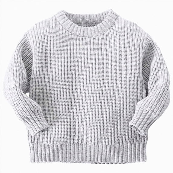 WUANDIXFA Toddler Baby Boy Sweatshirt Crewneck Pullover Tops Little Kids Warm Sweatshirts Fall Winter Fashion Clothes Kids Sweaters Girls,Grey,18-24 Months