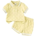 thumbnail image 1 of WUANDIXFA Toddler Baby Boys Clothes Summer Outfits Polo Shirt Shorts Set 2Pcs Boys Clothing Sets 12 Month-5T (Yellow, 12-18 Months), 1 of 7
