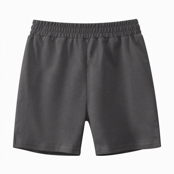 WUANDIXFA Toddler Baby Boys Cotton Shorts for 1-7 Years, Kids Pull-on Knit Comfort Soft Summer Casual Bottoms with Pockets,Dark Gray,5-6 Years