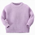 thumbnail image 1 of WUANDIXFA Toddler Baby Girl Boy Long Sleeve Knit Sweater 6 12 18 24 Months 3T 4T 5T 6T Cute Round Neck Pullover Fall Winter Tops,Purple,3-6 Months, 1 of 8