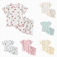 thumbnail image 1 of WUANDIXFA Toddler Baby Girl Pajamas Set 6 12 18 24 Months 3T 4T 5T 6T Summer Floral Short Sleeve Cotton Shirt Top Shorts 2pcs Pjs Sets Sleepwear,Light Yellow,18-24 Months, 1 of 4