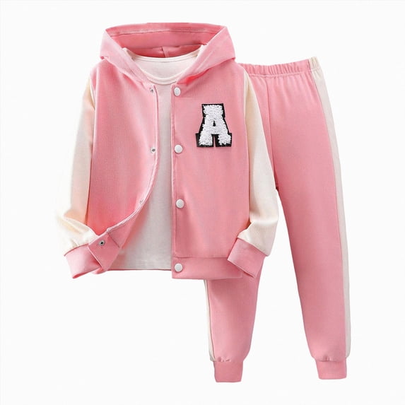 WUANDIXFA Toddler Baby Girls Clothes Long Sleeve Hoodie and Sweatpants 3T 4T 5T 6T 7T 8T Hooded Outfits Set,Pink,1-2 Years