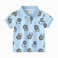 thumbnail image 1 of WUANDIXFA Toddler Boy Button Up Shirt Toddler Boys Short Sleeve Polo Shirts School Shirts Casual Collared V Neck Boys' Polo Shirts Clothes for Boys,Sky Blue,5-6 Years, 1 of 6