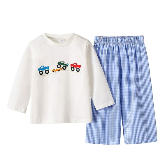 WUANDIXFA Toddler Boy Clothes Fall Set Baby Boy Clothes Girl Outfits Fashion Sweatshirt Sweat Pant Kids Toddler Tops Pant Sets White,18-24 Months