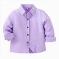 thumbnail image 1 of WUANDIXFA Toddler Boy Dress Shirt 1T 2T 3T 4T 5T 6T Toddler Boy Long Sleeve Shirt Button Down Lightweight Collared Shirts Kids Basic Daily Wear,Purple,12-18 Months, 1 of 5