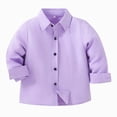 thumbnail image 1 of WUANDIXFA Toddler Boy Dress Shirt Little Big Boys' Long Sleeve Button Down Oxford Casual Dress Shirt Back to School Shirts,Purple,18-24 Months, 1 of 5