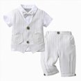 thumbnail image 1 of WUANDIXFA Toddler Boy Gentleman Outfits 6 12 18 24 Months 3T 4T 5T Short Sleeve Bowtie Shirt with Vest and Shorts Formal Wedding Suit Set,White,4-5 Years, 1 of 9