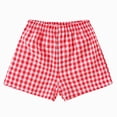 thumbnail image 1 of WUANDIXFA Toddler Boy Girl Gingham Plaid Shorts for 0-8 Years, Casual Summer Beach Streetwear Loose Boxers Daily Pants Bottoms,Red,3-4 Years, 1 of 6