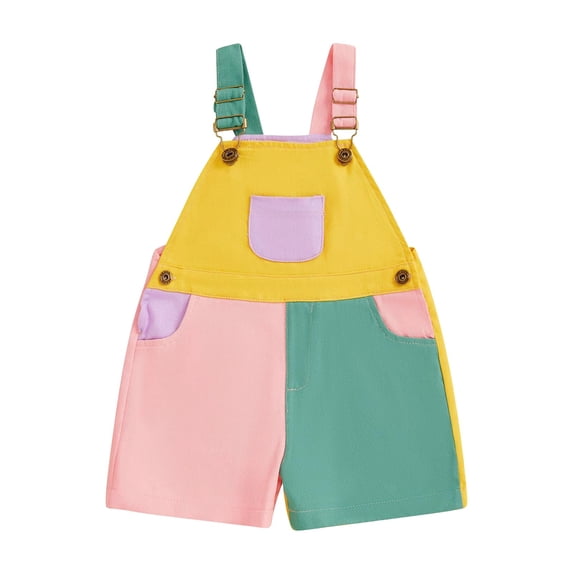 WUANDIXFA Toddler Boy Girl Romper Overall Shorts Contrast Color Suspender Romper Adjustble Shoulder Strap Baby Clothes (Red, 2-3 Years)