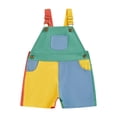 thumbnail image 1 of WUANDIXFA Toddler Boy Girl Romper Overall Shorts Contrast Color Suspender Romper Adjustble Shoulder Strap Baby Clothes (Sky Blue, 2-3 Years), 1 of 4