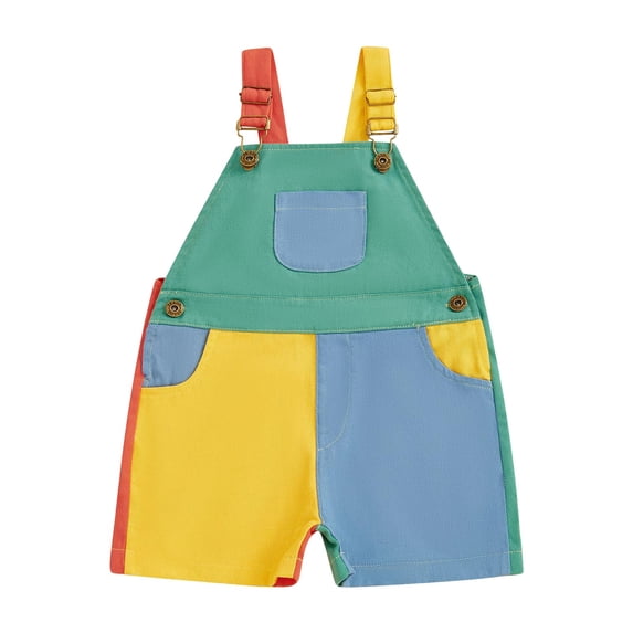 WUANDIXFA Toddler Boy Girl Romper Overall Shorts Contrast Color Suspender Romper Adjustble Shoulder Strap Baby Clothes (Sky Blue, 2-3 Years)