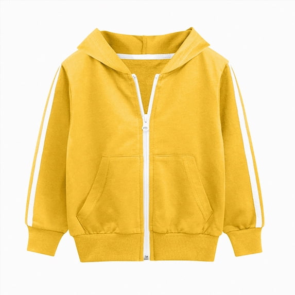 WUANDIXFA Toddler Boy Hoodie 1-10 Years Toddler Boys Jacket Zipper Spring Autumn Hoodies Coat for Kids with Pockets,Yellow,5-6 Years