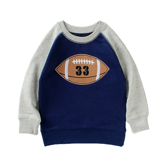 WUANDIXFA Toddler Boy Pullover Toddler Kids Baby Boy Girl Long Sleeve Sweatshirt Casual Shirt Pullover Infant Crewneck Sport Tops Back to School Clothes Blue,6-7 Years