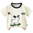 thumbnail image 1 of WUANDIXFA Toddler Boy Shirts Dinosaur Car Excavator Cotton T Shirts Boys Short Sleeve Tshirts Summer Tee Top Clothes for Kids (Beige,3-4 Years), 1 of 7