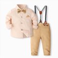 thumbnail image 1 of WUANDIXFA Toddler Boy Suit 12 18 24 Months 3T 4T 5T Baby Boy Formal Outfit Set with Shirt Bow Tie Suspenders Pants for Wedding Birthday Party,Yellow,12-18 Months, 1 of 9