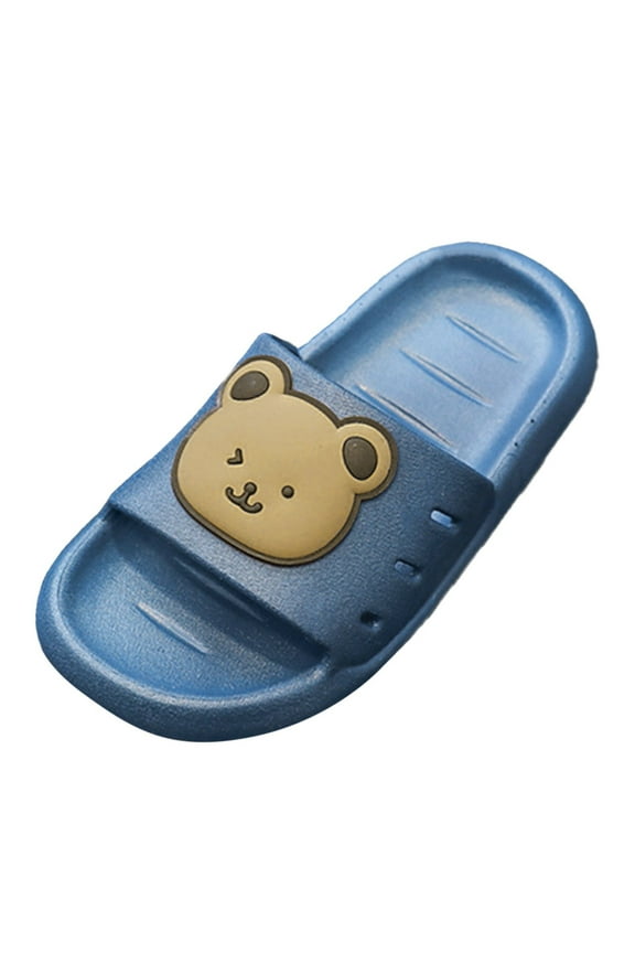 Toddler Boys Girls Slippers Bunny Unicorn Pillow Sandals Summer Quick Dry Bathroom Slides Beach Water Non-Slip Kids Shower Shoes (Blue, 15)