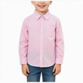 thumbnail image 1 of WUANDIXFA Toddler Boys Long Sleeve Solid Dress Shirt Long Sleeve Button Down Casual Dress Shirt School Shirts for Boys,Pink,15-16 Years, 1 of 5