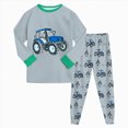 thumbnail image 1 of WUANDIXFA Toddler Boys Pajamas Long Sleeve Crew Neck Cartoon Printing Top and Pants PJ Set Sleepwear Boys Outfits Sets Kids Pajamas,Green,6-7 Years, 1 of 8