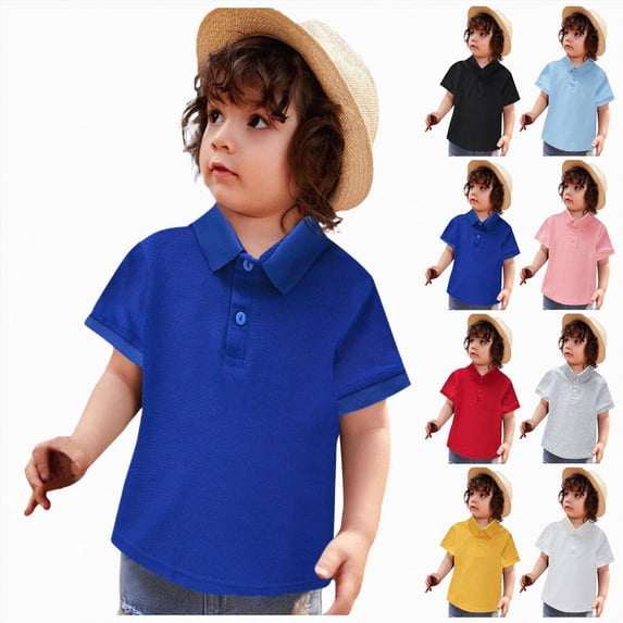 WUANDIXFA Toddler Boys Short Sleeve T-Shirt 12 18 24 Months 3T 4T 5T 6T Kids Cotton Tees Button Front Tops Basic Shirts,Pink,12-18 Months