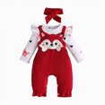 thumbnail image 1 of WUANDIXFA Toddler Clothes for Girls 3 6 12 18 Months Newborn Baby Girls Cute Long Sleeve Romper Bow Headband Set,Red,3-6 Months, 1 of 6