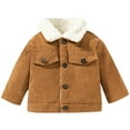 thumbnail image 1 of WUANDIXFA Toddler Coat with Hooded Toddler Boys Girls Winter Thicken Coat Fleece Jacket Windproof Thick Warm Outwear Brown,9-12 Months, 1 of 8
