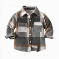 thumbnail image 1 of WUANDIXFA Toddler Flannel Shirt Fashion Kids Long Sleeve Shirts Baby Button Down Jacket Loose Unisex Toddler Coat Outwear,Brown,3-4 Years, 1 of 6