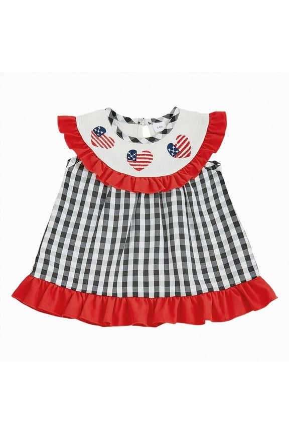 Toddler Girl 4th of July Dress 6 12 18 24 Months 2T 3T 4T Cute Summer Flying Sleeve Patriotic Holiday Sun Dress Fourth of July Dresses for Girls American Flag Dress Red,3-4 Years