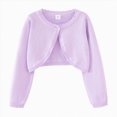 thumbnail image 1 of WUANDIXFA Toddler Girl Cardigan 1-14 Years Girls Round Neck Sweater Cardigan Knitted Cardigan Jacket Sweater Shawl Air Conditioned Sweater,Purple,5-6 Years, 1 of 9