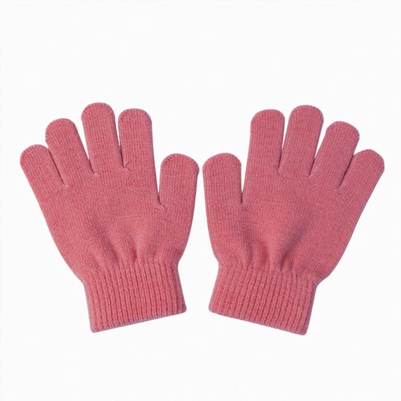 WUANDIXFA Toddler Girl Mittens Soft Cute Kid Winter Gloves Toddler Solid Knit Warm Stretchy for Boys Girls,Pink,One Size