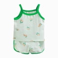 thumbnail image 1 of WUANDIXFA Toddler Girl Pajamas 1T 2T 3T 4T 5T 6T 7T Toddler Baby Boy Girl Summer Clothes Sleeveless Top Shorts Set 2 Piece Sleepwear,Green,6-7 Years, 1 of 5