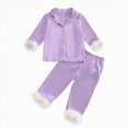thumbnail image 1 of WUANDIXFA Toddler Girl Pajamas, Cute Soft Silk Fashion Sleepwear, 2 Piece Long Sleeve Shirt Pant Toddler Girls Pajamas,Purple,2-3 Years, 1 of 8