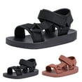 thumbnail image 1 of WUANDIXFA Toddler Girl Sandals Unisex Toddler Boys Girls Adjustable Strap Secure Fit Sport Sandal Toddler Footwear Brown,9.5, 1 of 7