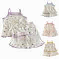 thumbnail image 1 of WUANDIXFA Toddler Girl Summer Pajamas 1T 2T 3T 4T 5T 6T 7T 8T Baby Girl Breathable Pajama Set Cute Printed Sleeveless Top Shorts Two Piece Set,Pink,5-6 Years, 1 of 4