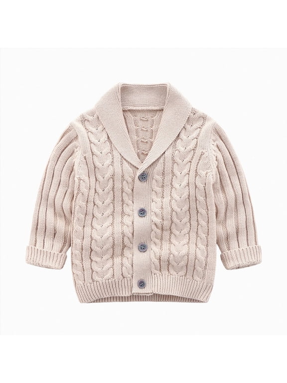 Toddler Girl Sweater Knit Fashion Cute Newborn Toddler Baby Girls Boys Solid Spring Winter Long Sleeve Button Knit Sweater Coat Clothes,Khaki,0-6 Months