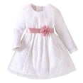 thumbnail image 1 of WUANDIXFA Toddler Girl Tulle Dress Long Sleeve Toddler Girls Dress Cotton Fall Winter Long Sleeve Fashion Dresses for Childs Girls Back to School Dress White,9-12 Months, 1 of 8