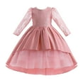 thumbnail image 1 of WUANDIXFA Toddler Girl Tutu Dress Long Sleeve Toddler Girl Dress Long Sleeve Prints Princess Dress Dance Party Dresses Clothes Flower Girl Dress Back to School Dress Pink,4-5 Years, 1 of 9
