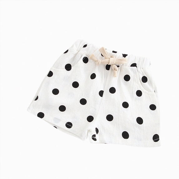 WUANDIXFA Toddler Girls Ruffle Polka Dot Shorts for 2-9 Years, Baby Girl Cotton Pull-On Casual Summer Daily Bottom Clothes,White,2-3 Years
