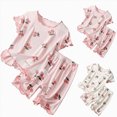 thumbnail image 1 of WUANDIXFA Toddler Girls Summer Pajamas 6 12 18 24 Months 3T 4T 5T 6T 2 Piece Snug Fit Short Sleeve Stretch Kids PJs Comfy Sleepwear,Red,6-12 Months, 1 of 4