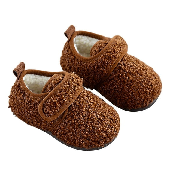 WUANDIXFA Toddler House Slippers Fuzzy Kids Toddler Slippers for Boys Girls Slippers Toddler House Shoes Non Slip Soft Sole Kids Slippers Home Socks Shoes Brown,US 9.5