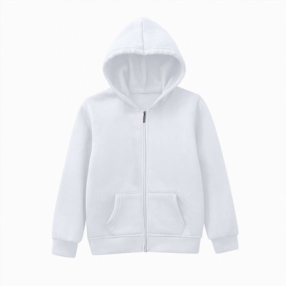 WUANDIXFA Toddler Jackets Boys 1-9 Years Toddler Boys Long Sleeve Full-Zip Hoodies Infant Fleece Hooded Sweatshirts Jacket with Pockets,White,18-24 Months